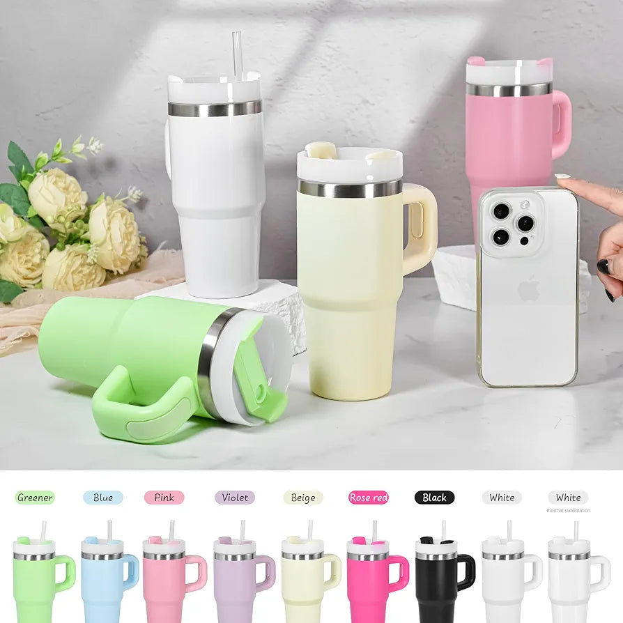14 Oz Stainless Steel Tumbler with Handle – Double Layer Insulated